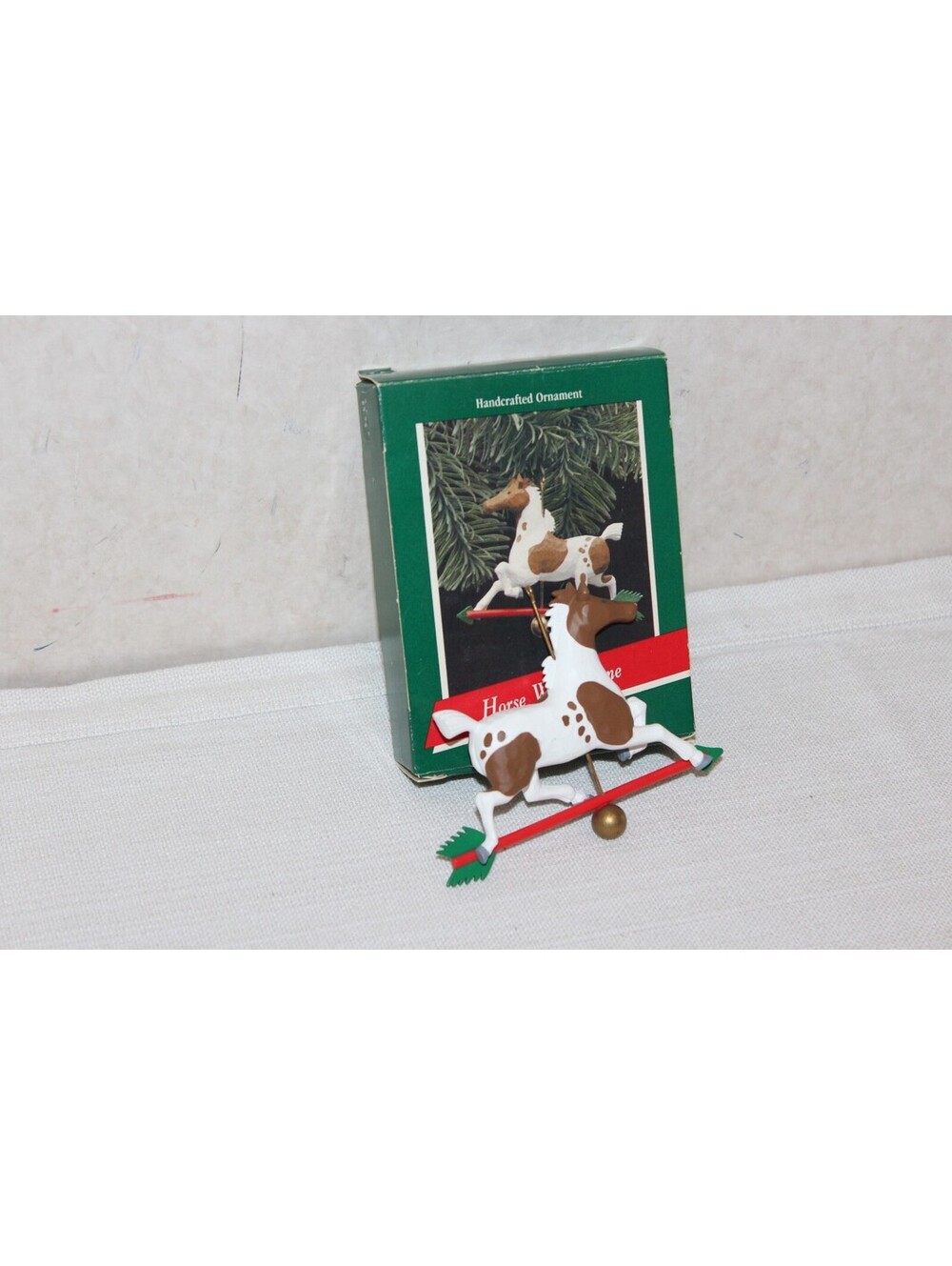 Hallmark 1989 Horse Weathervane Christmas Ornament Brown & White in Box